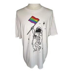 Buzz Nordstrom White Graphic T-Shirt Astronaut Pride Flag LGBTQ‎ Mens XL NWT